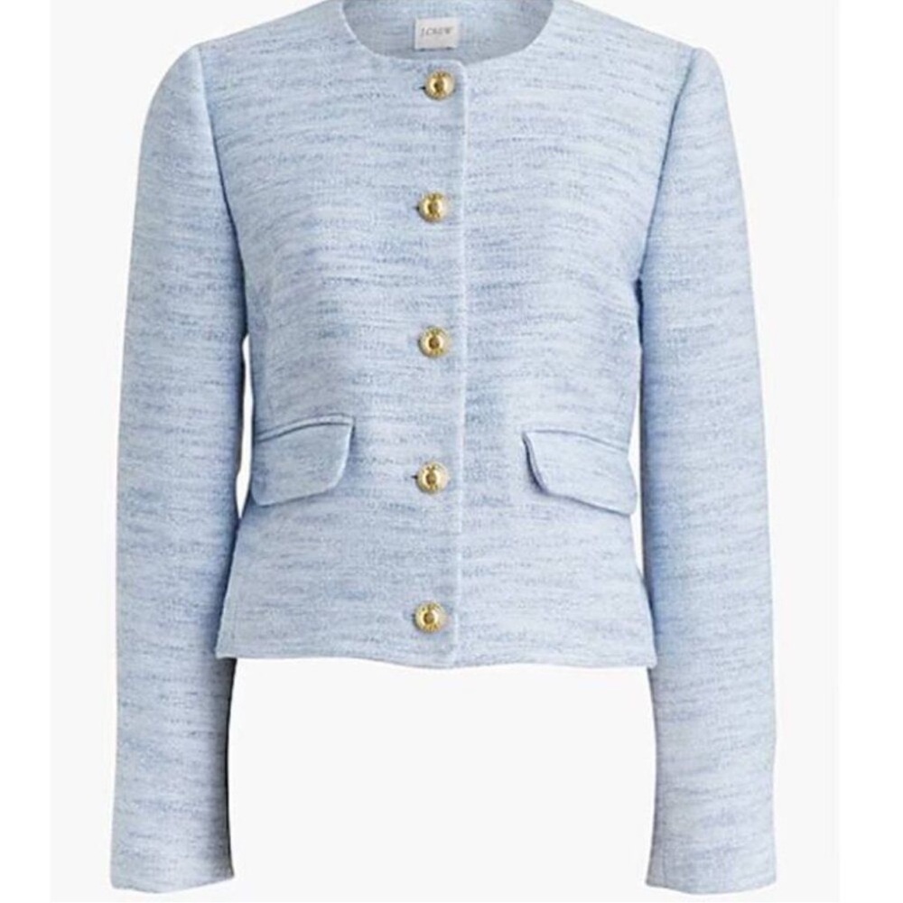 NWT J Crew Women's Plus Size Blazer Classic Blue Tweed Lady Jacket Lined Coat 20